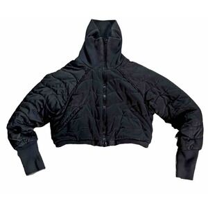 Adidas X Stella Mccartney Rare Quilted High Neck Cropped Bomber jacket Y2K Black